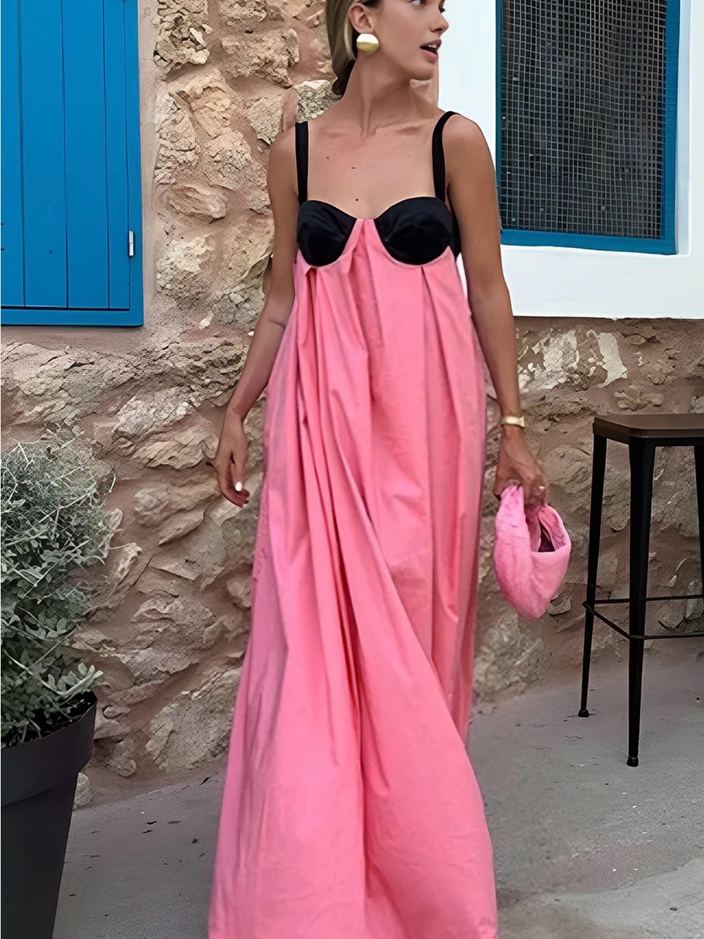 Commense Bra-Splicing Halter Strap Long Dress - XL - Picture 3 of 6